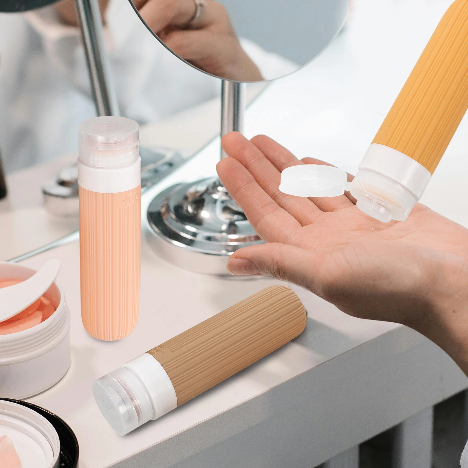 4 قطعة زجاجات قابلة لإعادة الملء للسفر قابلة للعصر 100 مللي حاويات أدوات الزينة من السيليكون لغسول الشامبو منظم سائل غسيل الجسم #3