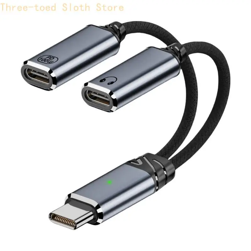 USB C Kopfhörer Ladeadapter Typ C 2 in 1 Splitter Kabel Draht HiFi Sound E74A – Detail 10