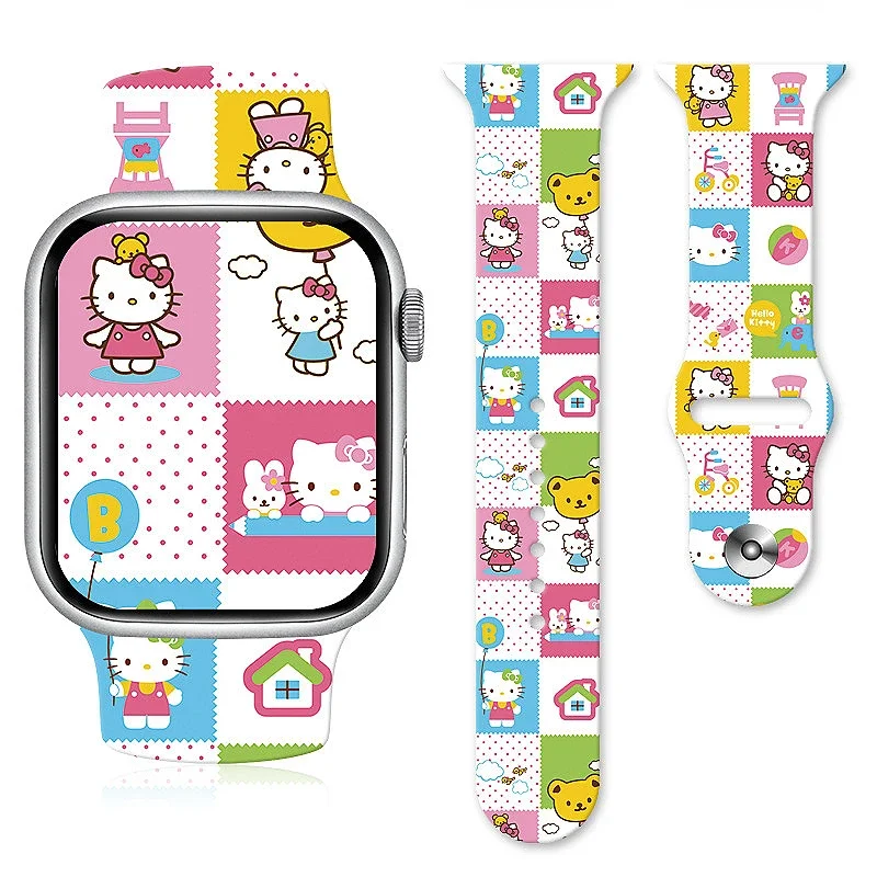 Sanrio Cartoon Strap HelloKitty Anime Character Cinnamoroll Series Printed Strap Suitable for Apple S8765432SE Full Series Strap