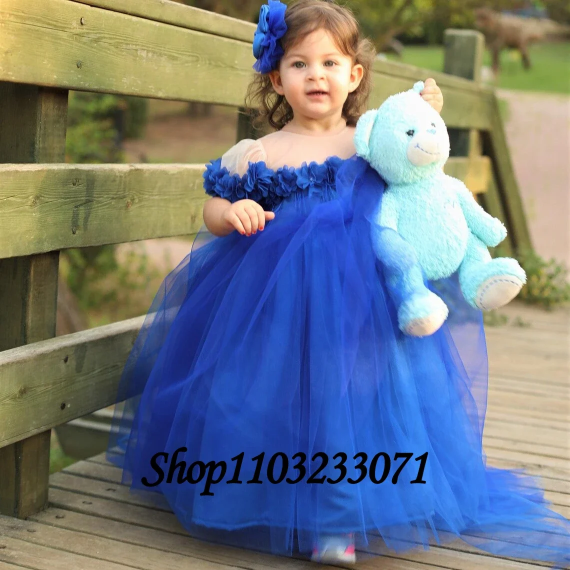 

Custom Made Flower Baby Girl Dress Train Beaded Bow Little Kids Princess Girls Wedding Birthday First Communion Party Dress