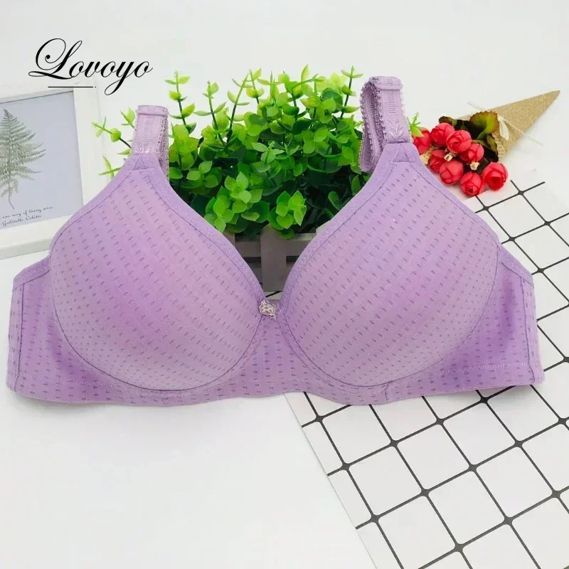 Mom\'s Steel Rimless Bra Large Soft Cotton Cups Bamboo Charcoal Medium and Old Age Thin Cotton Bra Plus Size Elderly Underwear