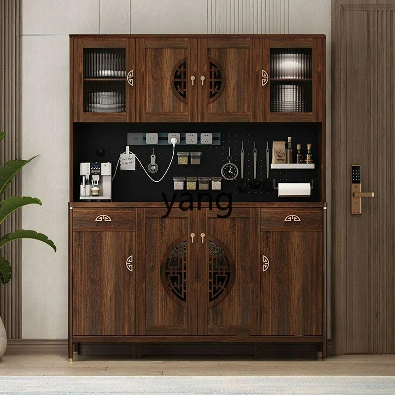 LTT New Chinese Side Cabinet Living Room Storage Cabinet Solid Wood Frame Locker