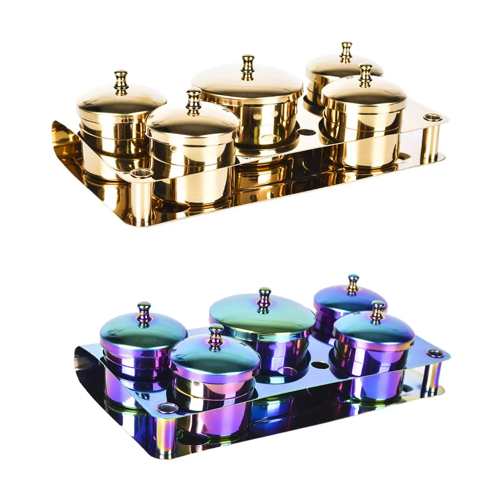 

5Pcs Nail Dappen Dish Cups Professional Design Tools Holder Metal with Lids for Polish Remover Monomer Nail Salon Nail Art Care