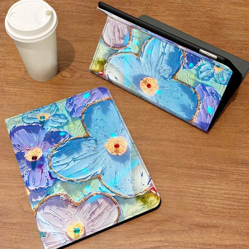 

White Flower Blue Background Case For Samsung Galaxy Tab S6 S7 S8 S9 S10 S11 FE Plus Lite Tablet