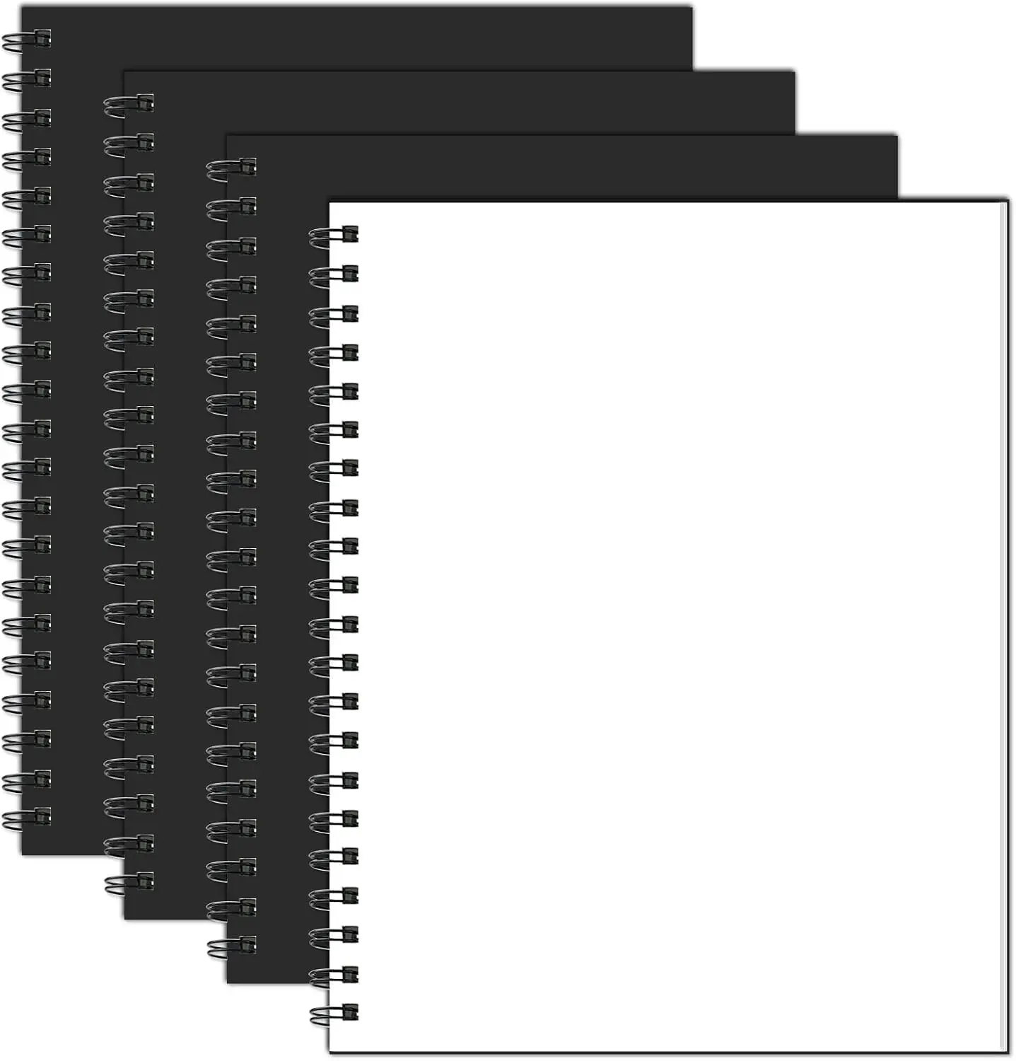 

Набор из 4 твердопечатных блокнотов на спирали, формат 8.5x11 A4, чистые страницы для рисования, письма, использования в офисе, школе и дома