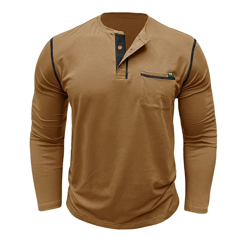 Autumn and winter cross-border European and men's long-sleeved t-shirt, foreign trade men's color matching t-shirt top 235232