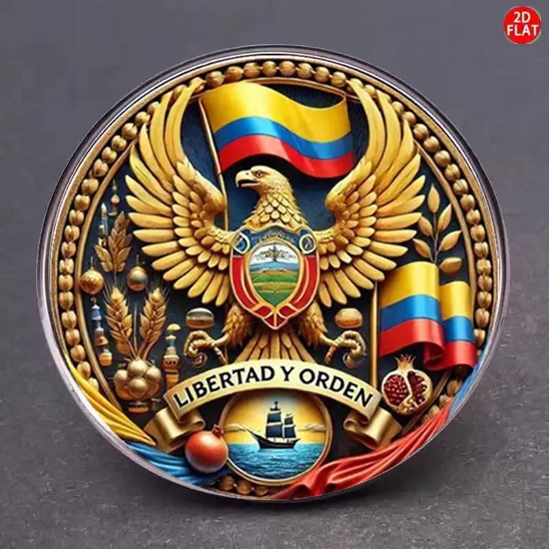 

Libertad Y Orden Time Gem Brooch Glass & Stainless Steel Unique Badge