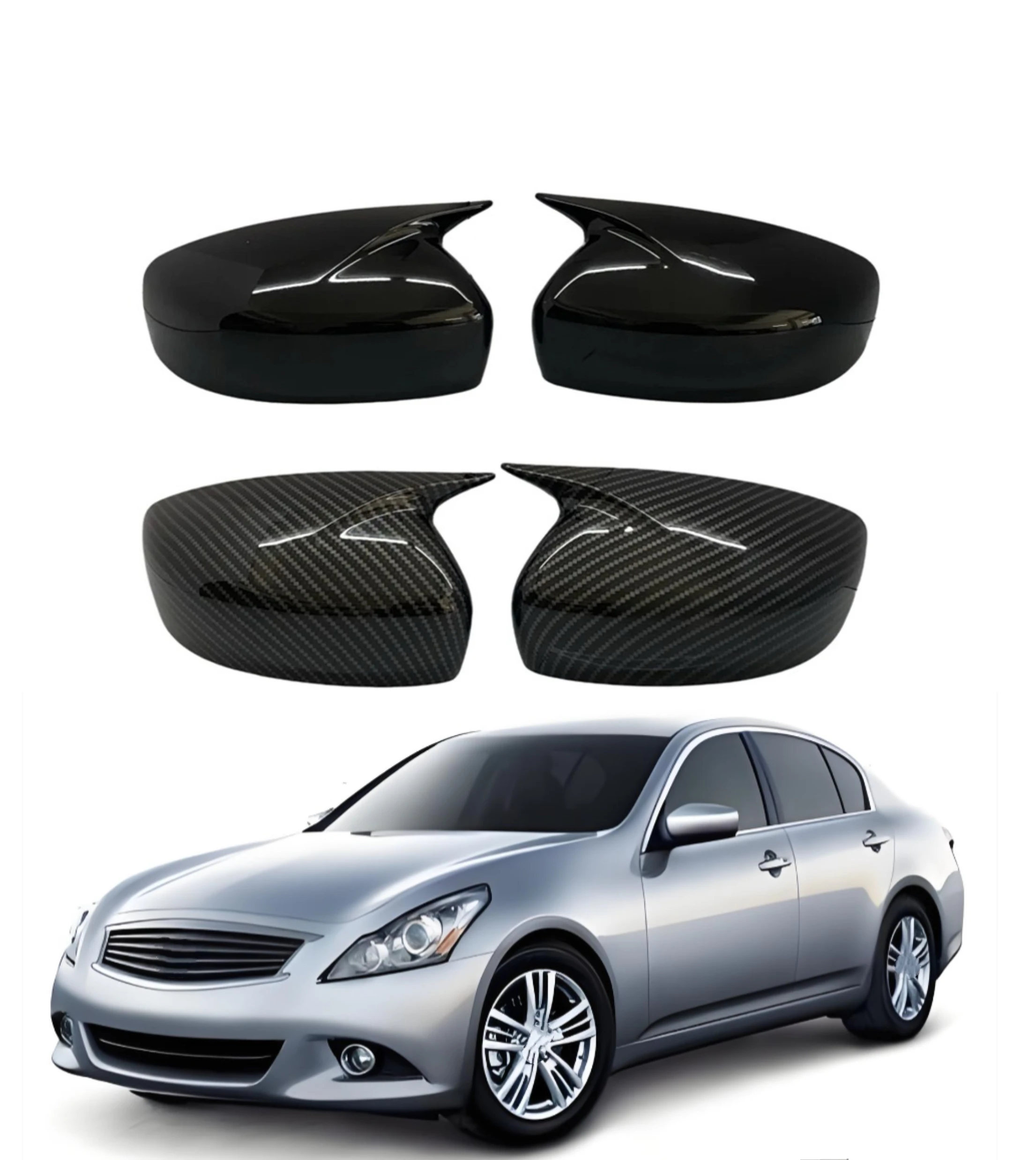 

Car Rearview Side Mirror Cover Fit For Infiniti G25 G37 Q40 Q60 2009-2015 Wing Cap Sticker Rear View Case Trim Carbon Fiber