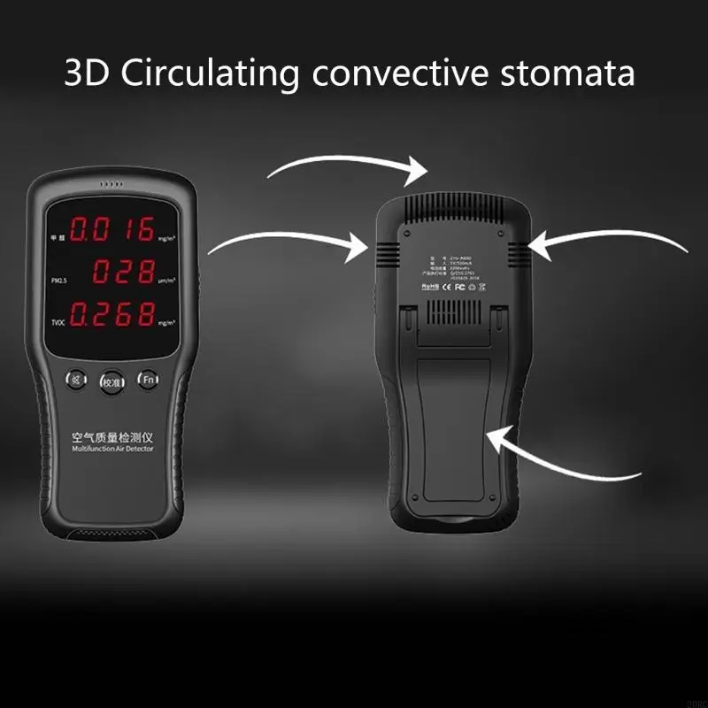 

20RC Air Quality Pollution Monitor Formaldehyde Detector Detect PM2.5 HCHO TVOC Multifunctional Gas Detector Office Home