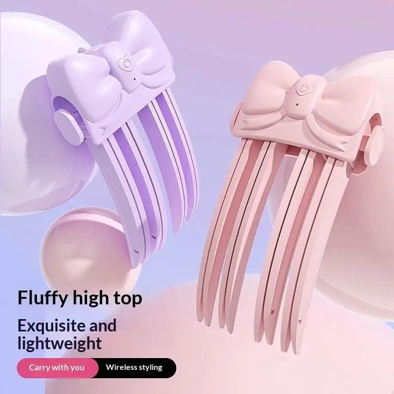 Wireless Heating Root Volumizing Clips Anti-Scald 4-Claw USB Rechargeable Mini Hair Lift Tool for Girls Daily Styling