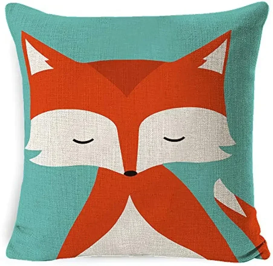 Fox pillowcase sofa pillowcase home décor linen square cushion cover pillowcase 50*50 decor