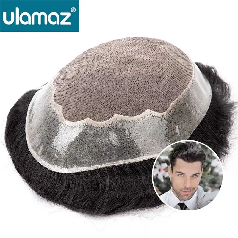 Men's Wig Mono Toupee Male Hair Prosthesis Man Human Hair Clear PU Around Hair System For Men Wig Natural Hairpiece Mens Wigs