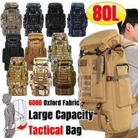 80L Sturdy Waterproof Tactical Sports Trekking Fishing Hunting Camping Hiking Bag 600D Oxford Cloth Backpack Outdoor Rucksacks