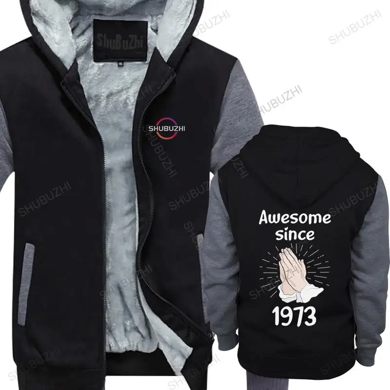 

Unique Awesome Since Praying Year 1973 hoodies Men fall Birthday Fitted fleece Soft Cotton thick Gift Idea warm hoody euro size