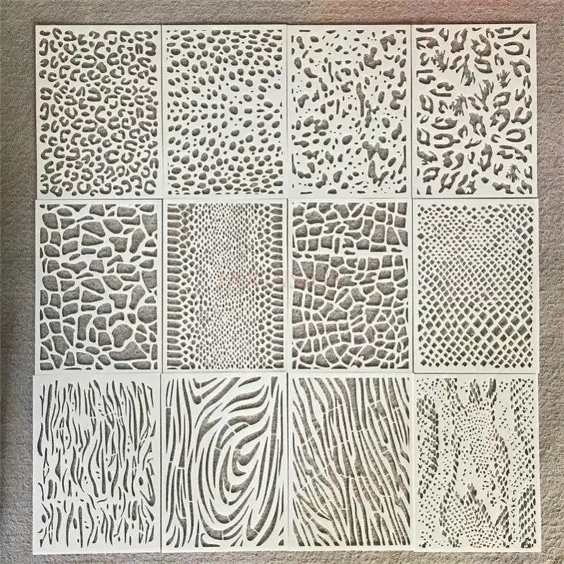 

12pcs/set Geometric Plastic Painting Template DIY Graffiti Board Painting Aid Spray Paint Washable Graffiti Board