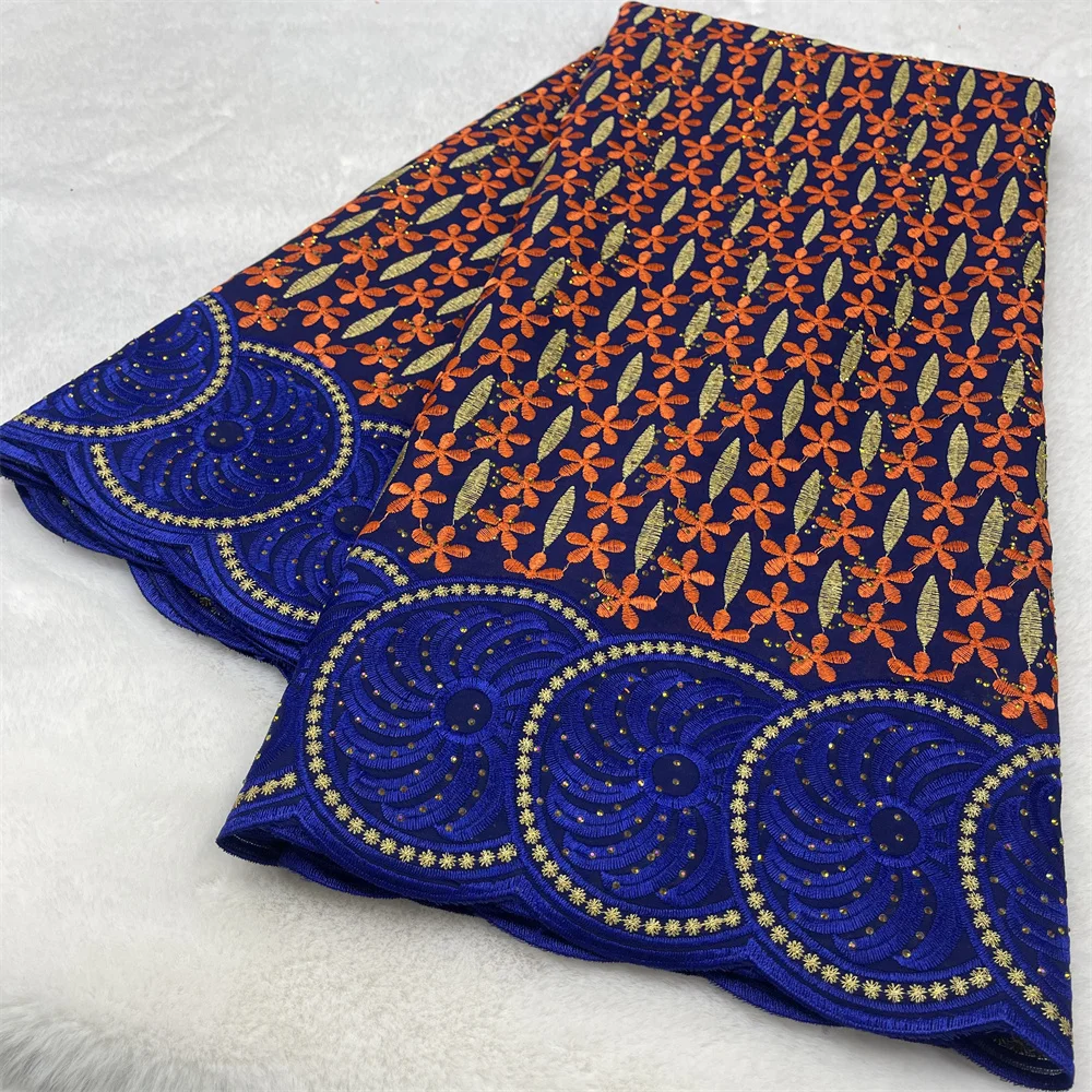 

2025 New Design Cotton Dry Lace Fabric African Swiss Voile Lace With Stone for Bridal Dress Sewing Nigerian Voile Lace Materials