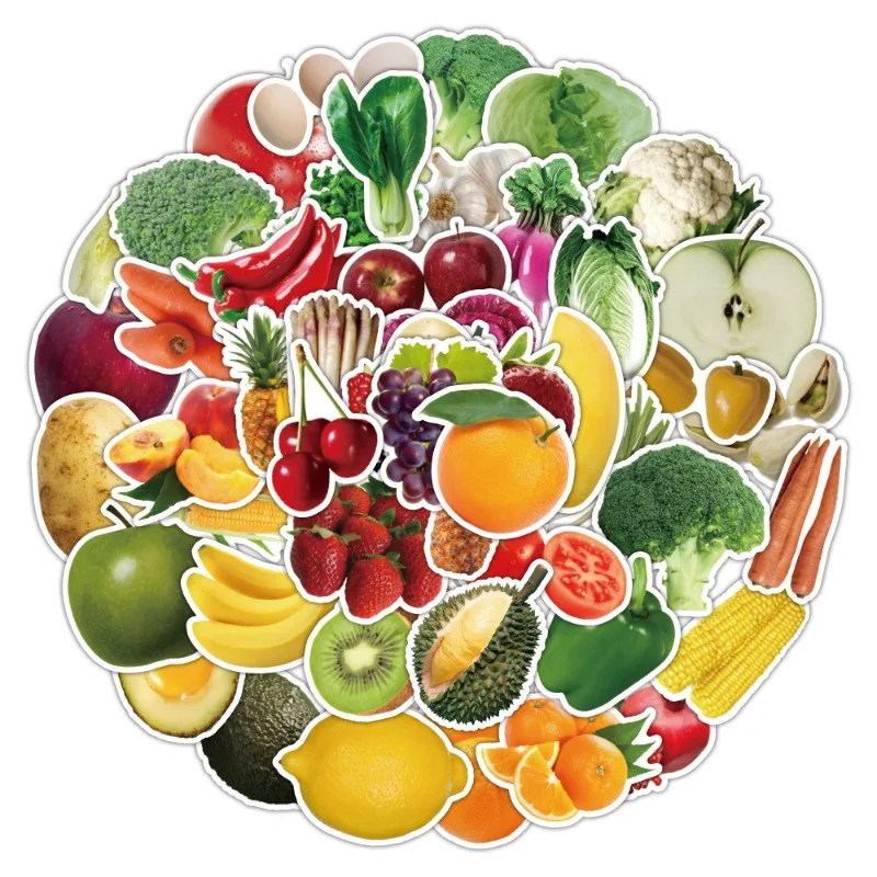 50pcs 만화 귀여운 과일과 야채 맞춤형 낙서 장식 스티커