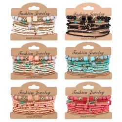Bohemian Handmade Beads Bracelet Set For Women Summer Colorful Beaded Chain Bangle Men Boho Jewelry Accessories