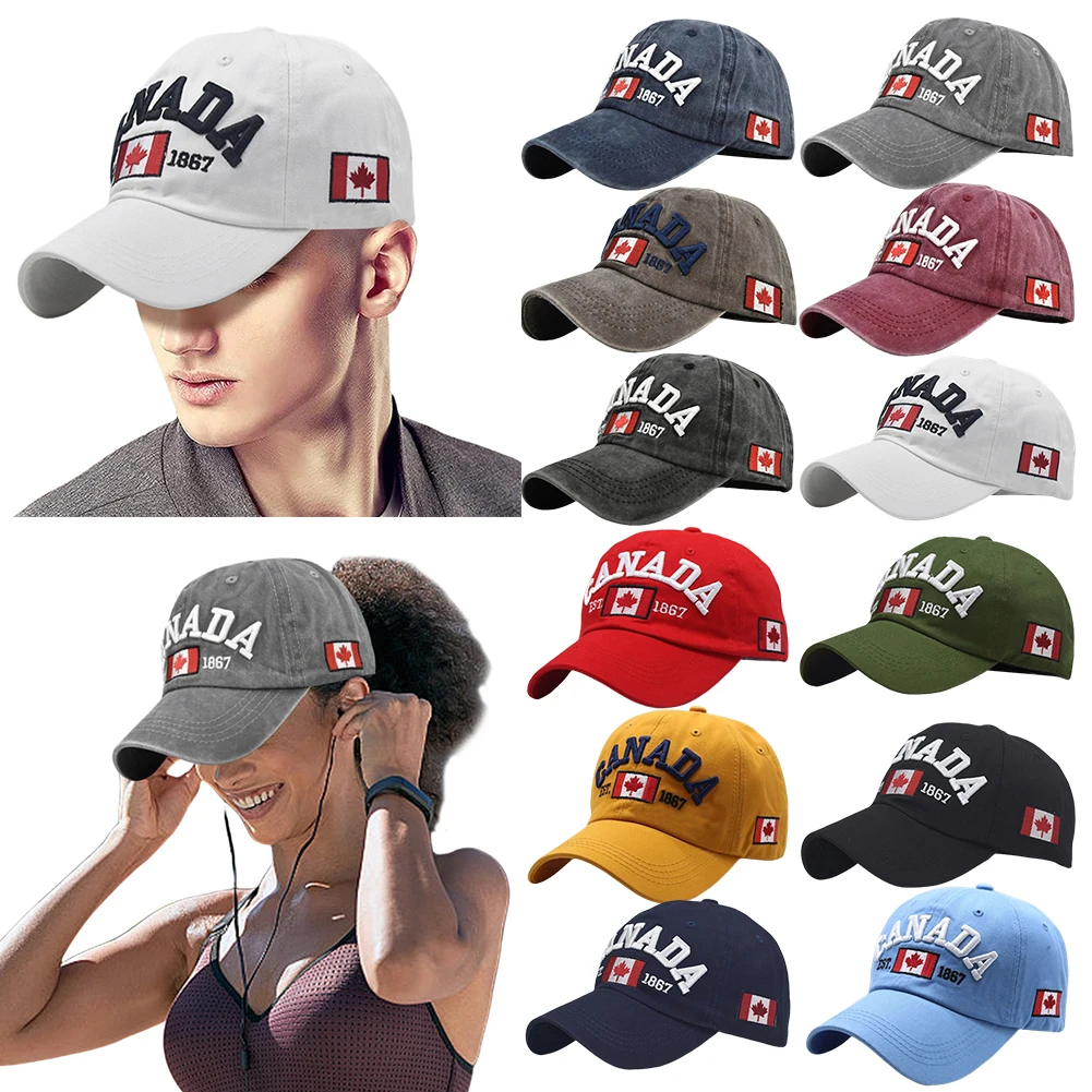 Dad Hat Cotton - Canada Baseball Cap Maple Leaf Baseball