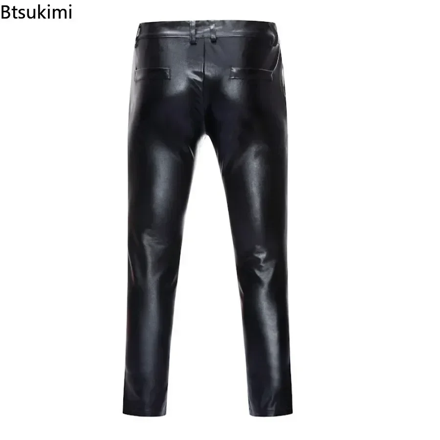 New Men's Shiny Pants Chic Motorcycle Pants Metallic Sweatpants Streetwear Casual Pants Nightclub Stage Perform Clothing for Men