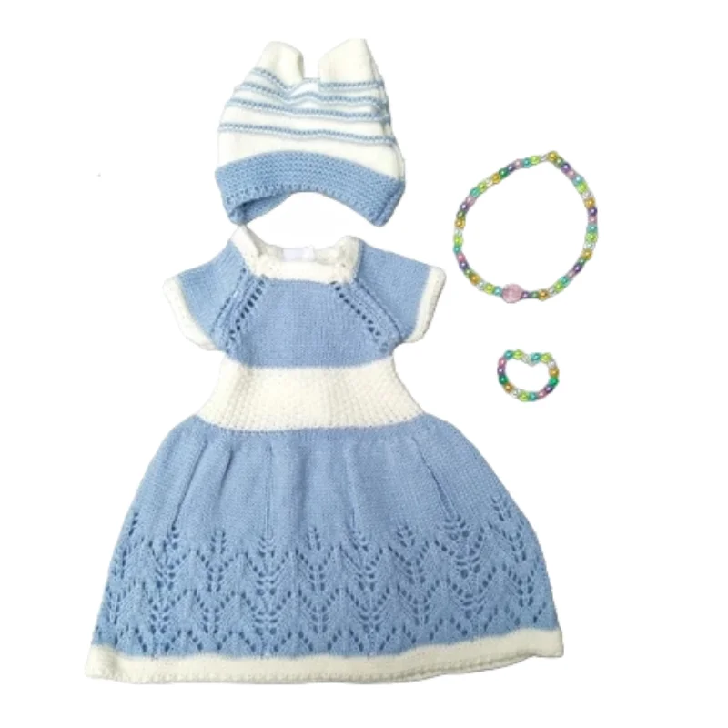 

baby doll clothes for 43cm born baby Doll knit dress hat scarf For 18 inch Girl Doll hat necklace bag Accessories