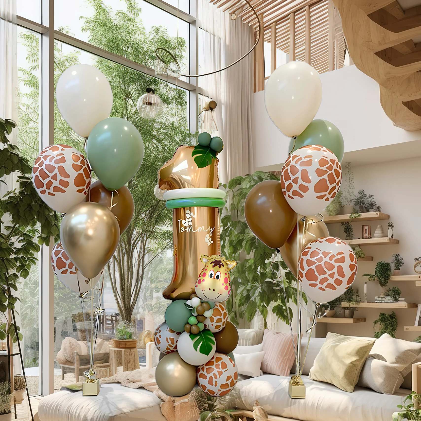 33pcs Green Jungle Giraffe Balloon Birthday Party Decoration Balloon Birthday Party Age Numbers 1-9 Balloon image 2
