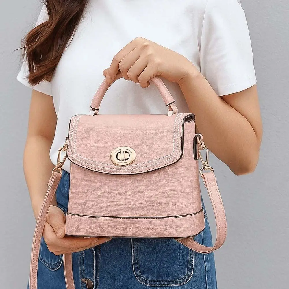 

Elegant Superior PU Handbag Anti-splash Water Portable Texture Square Bag Macaroon Color Large Capacity Lady Shoulder Bag Work