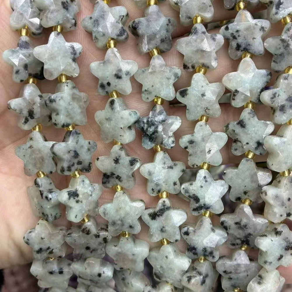 26Pcs 14mm Natural Stone Faceted Star Unakite Jasper Loose Spacer Beads for Jewelry Making Diy Bracelet Charms Accessories