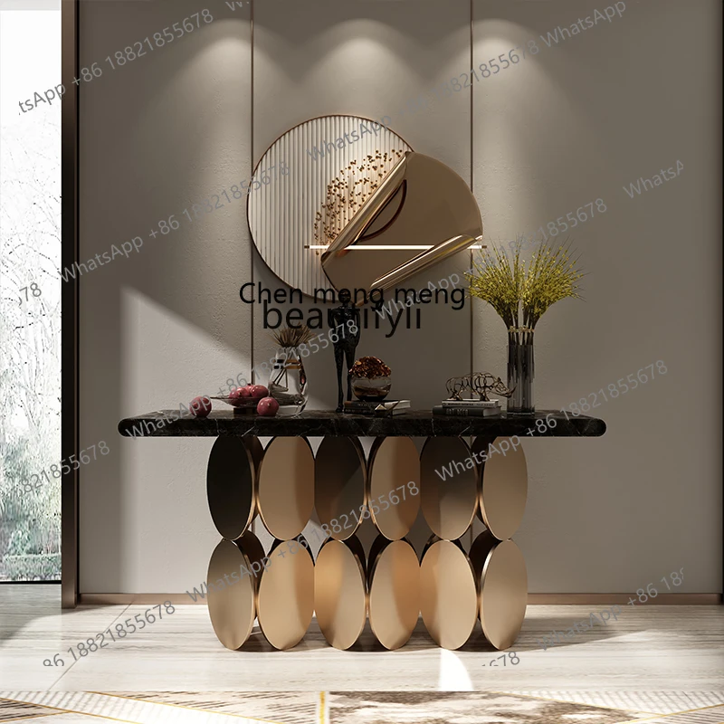 

Light luxury entrance table designer marble entrance table against the wall enters the entrance hall, modern simplicity
