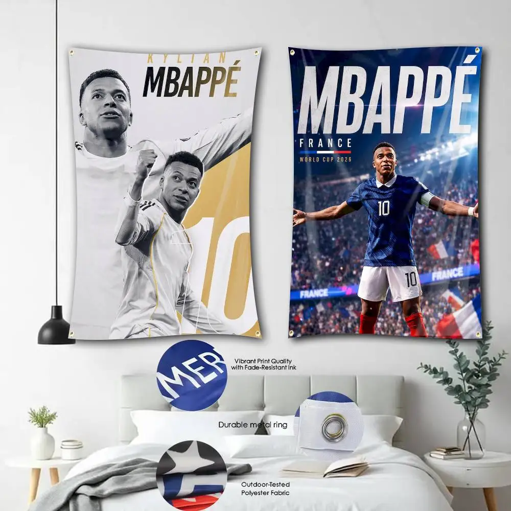 

Football kiki K-Kylian M-Mbappe Flag Tapestry Banner for Bedroom Living Room Outdoor Camping Custom Supported