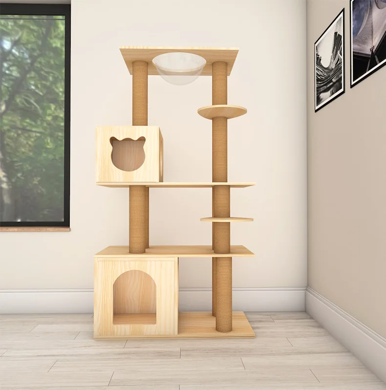 

Solid wood cat climbing frame can provide original design drawings of large cat litter