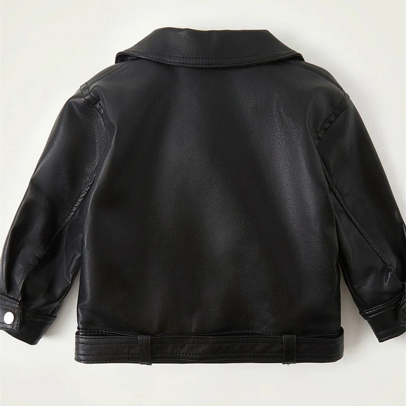 Spring Autumn Boys Leather Jackets For 2-8 Years New Classics Handsome Baby Girls Pu Outerwear Kids Clothing Zipper Fly Coats image 2
