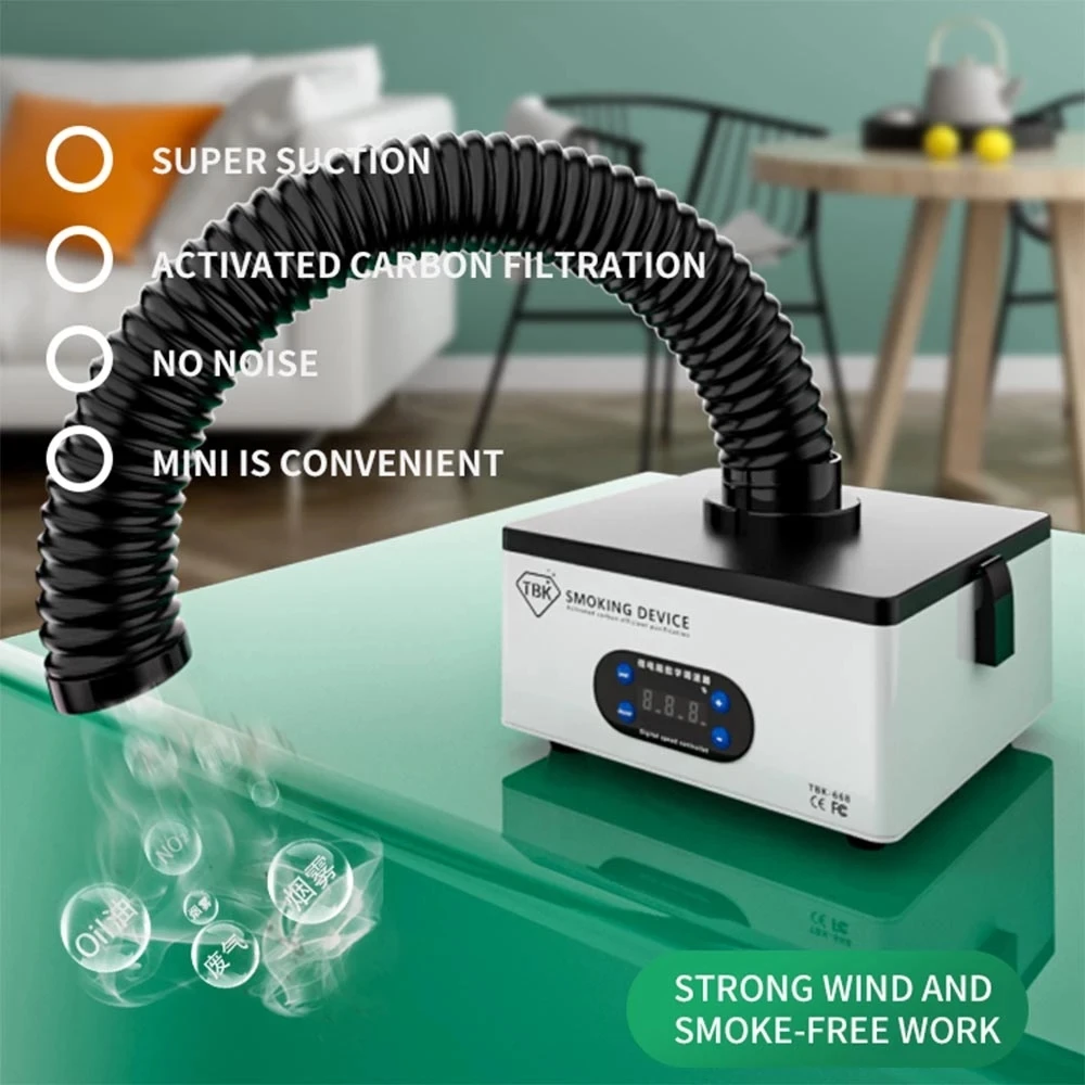 TBK-668 Forte aspirazione Purificazione efficiente Strumento per fumatori Detergente per saldatura Estrattore di fumi Filtro dell'aria con luce a LED