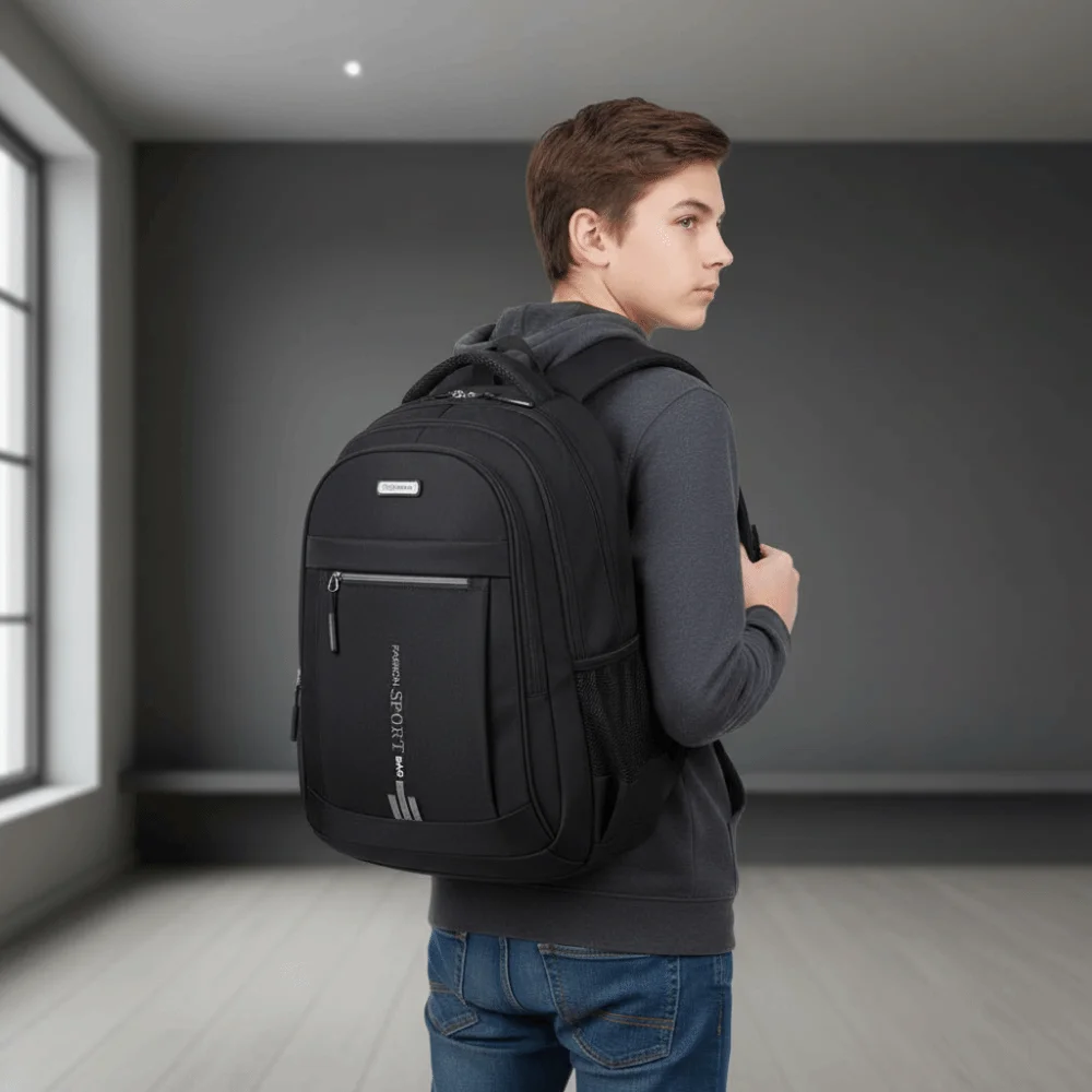Oxford Cloth Students Daypack Anti-splash Water Contrast Color Large Capacity School Bag Fixed Webbing Scratch Prevention