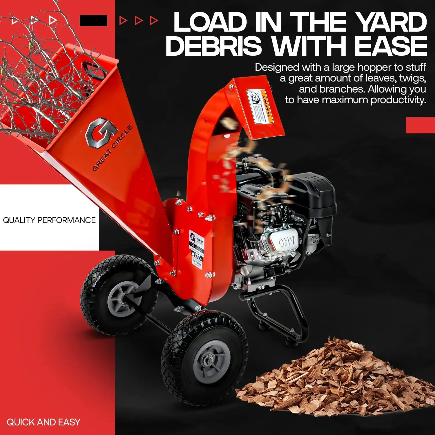 ไม้ Chipper Shredder Mulcher Ultra Duty 7 แก๊ส 3 "นิ้วความจุสูงสุดไม้ EPA/CARB Certified Aids