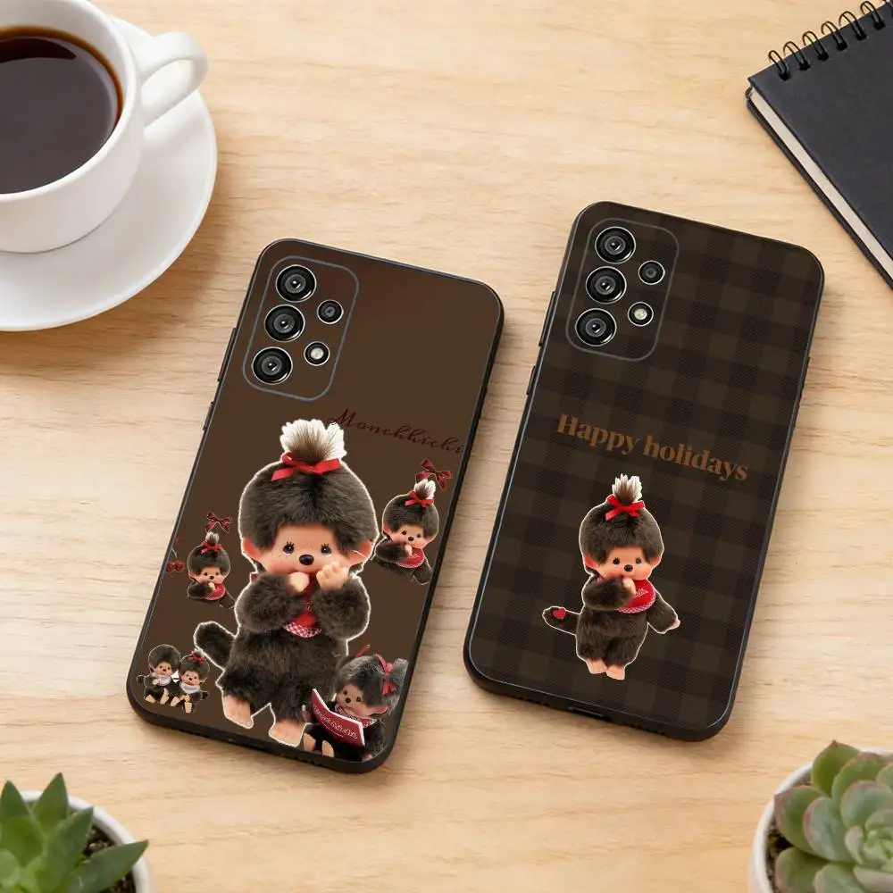 Cute M-Monchhichi Phone Case For Samsung S25,S24,S21,S22,S23,S30,Ultra,S20,Plus,Fe,Soft Silicone Black Cover