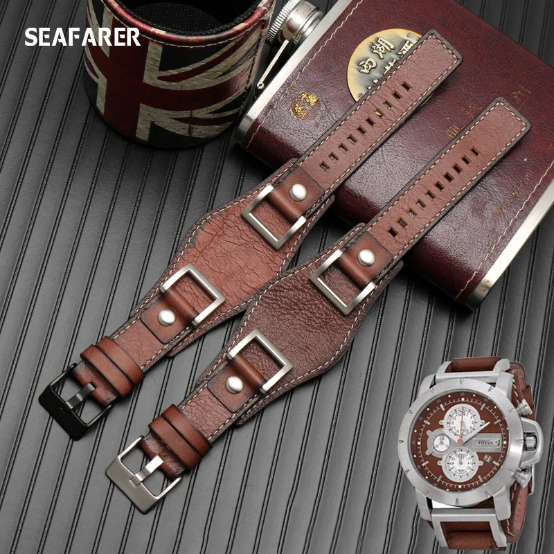 Genuine Leather Watch Strap for Fossil JR1157 Watchband 24mm Men Watch Strap High Quality Leather Bracelet Retro Style