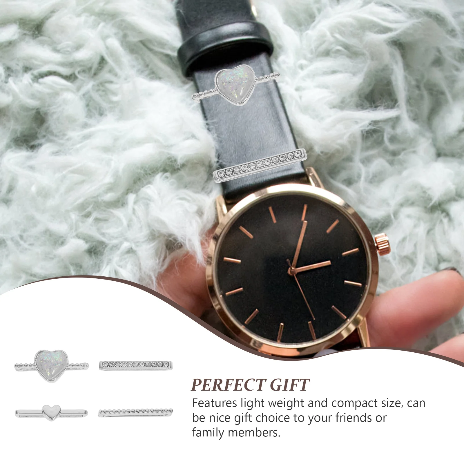 4Pcs Watchband Charms Durable Metal Ring Lightweight Compact Gift Choice Watch Band Decors Watch Band Charms Delicate Watchband