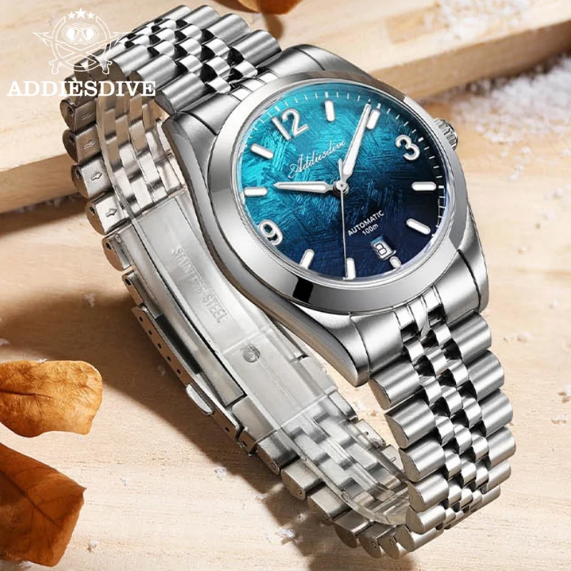 

ADDIESDIVE AD2547 Watch For Men BGW9 Luminous 10Bar Diver Jubilee Strap Sapphire Crystal Japan 8215 Automatic Mechanical Watches