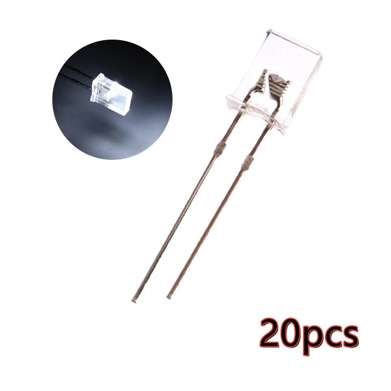 正方形LED発光ダイオード,2x5x7mm, 2x5x7mm,白,赤,黄,緑,青,多目的,日曜大工キット2x5x7mm, 20個