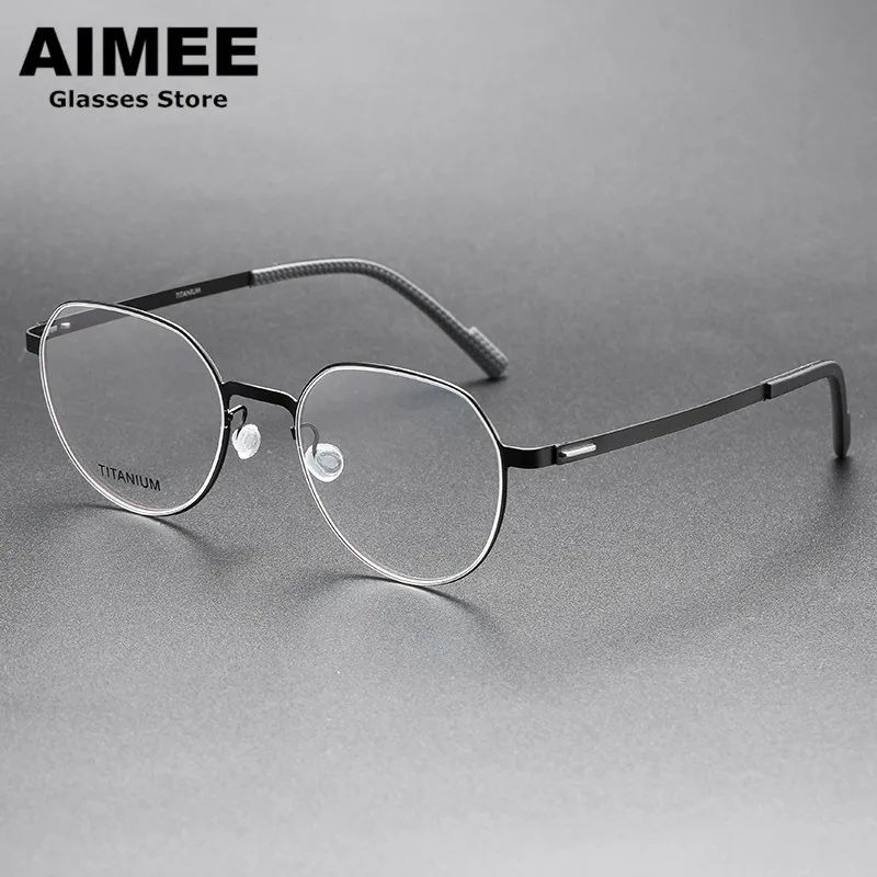 Round Titanium Screwless Glasses Frame Germany Brand Men Women Ultralight Optical Prescription Eyeglasses Sports Spectacles Gafa