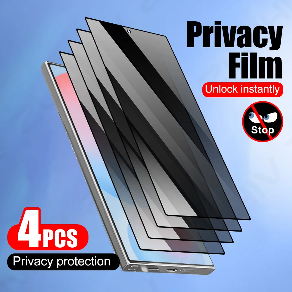 4Pcs Protective Film for Samsung S25 Full Cover Privacy Screen Protector S24 S23 Tempered Glass Smartphone S22 S21 S20 Note 20