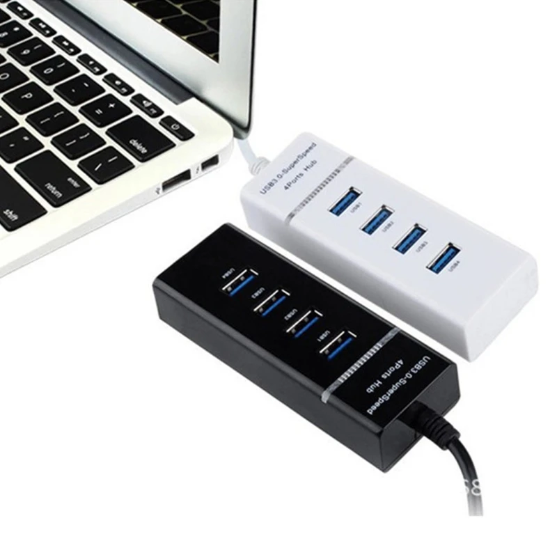 4-in-1 USB ​​Hub Adapter High Speed ​​USB 2.0 Hub Splitter 4 Port Data Hub with LED Lights for Laptop, PC Computer