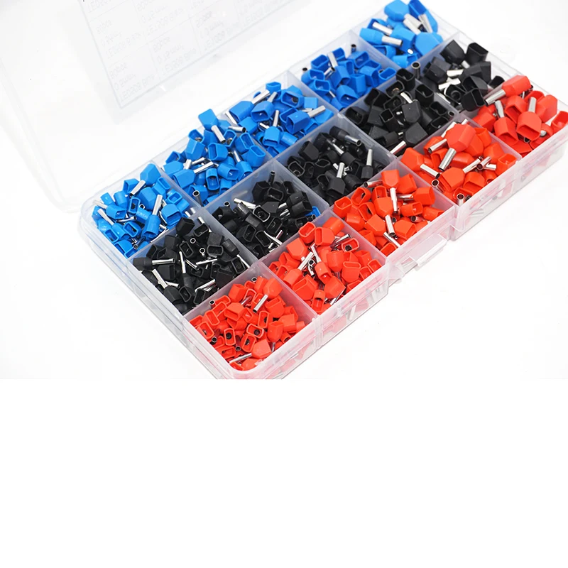 765 Pcs/set Dual Twin Copper Wire Crimp Tube Connector Insulated Cord End Cable Wire Insulated Bootlace Ferrule Terminal Kit Set
