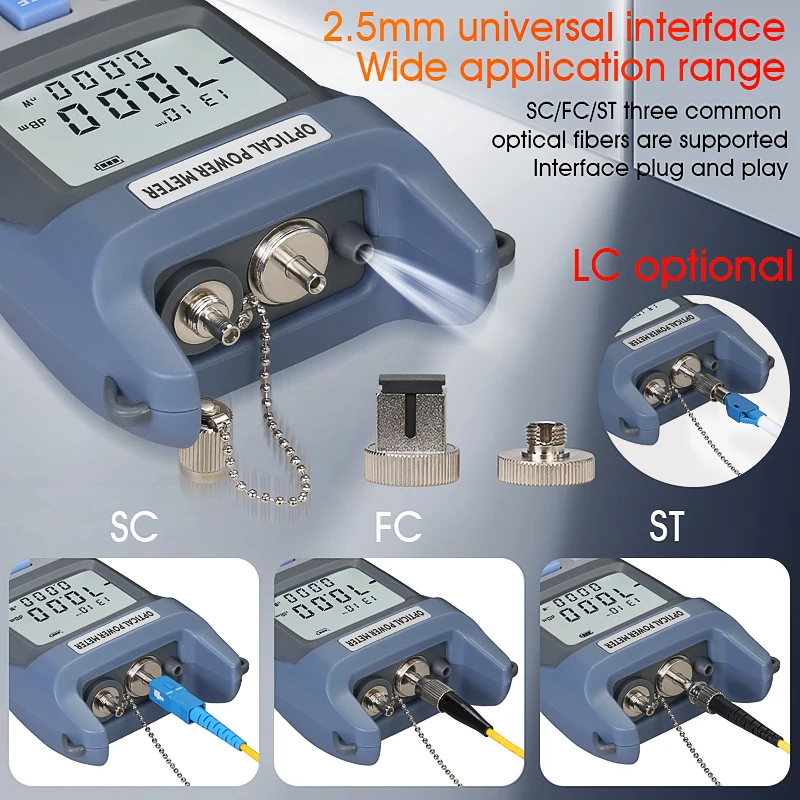 FTTH Grey AUA-G710B Fiber Optic Tester Optical Power Meter-70~+10dbm OPM with Visual Fault Locator(10-50mw VFL)and LED Lighting