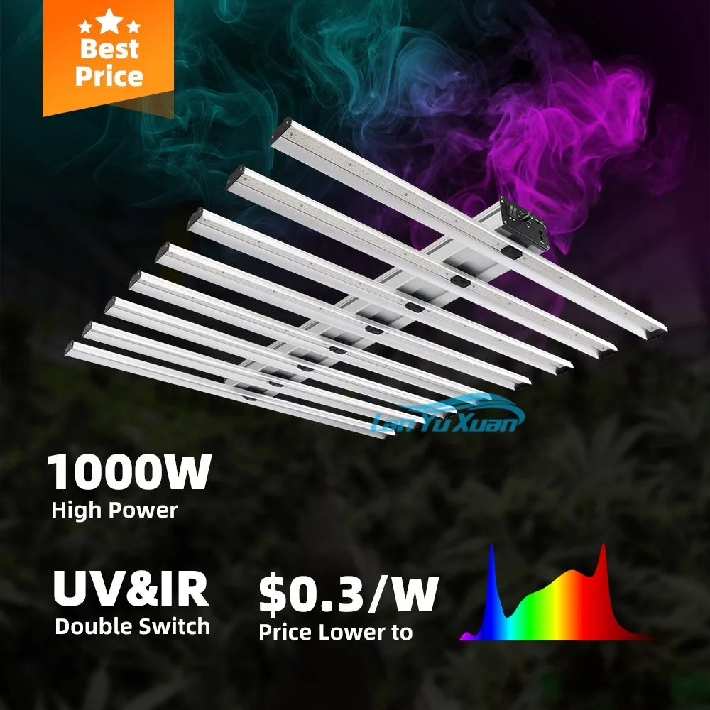 

New Horticulture Indoor Plant 1000W Adjust Spectrum UV IR Switch Commercial Dimmable Full Led Grow Light Lamp Bar