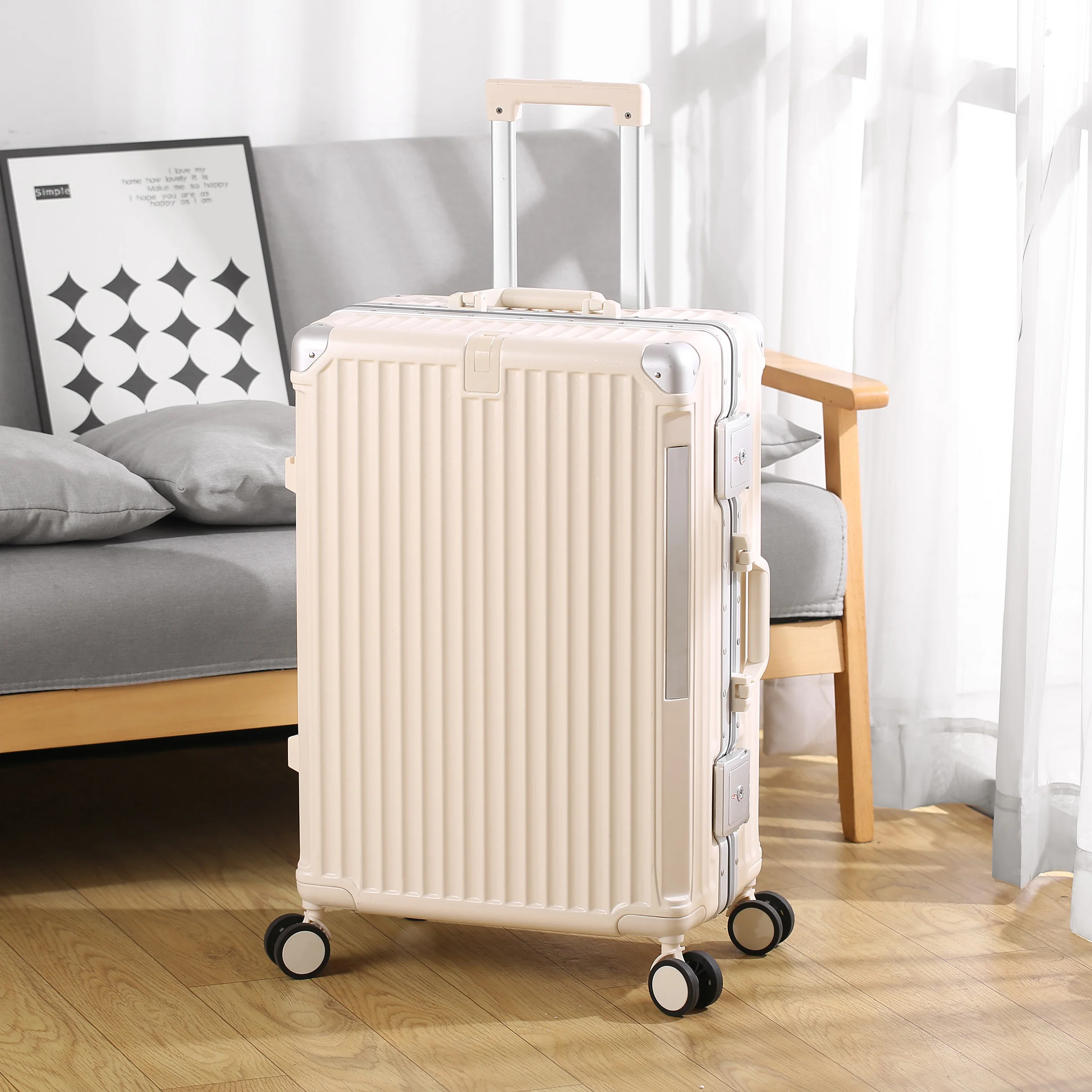 خفيفة الوزن سبائك الألومنيوم السفر الأمتعة 20/24/26 بوصة عجلات دوارة غطاء واقٍ مزخرف لهاتف آيفون تحمل على حقيبة رحلة عمل