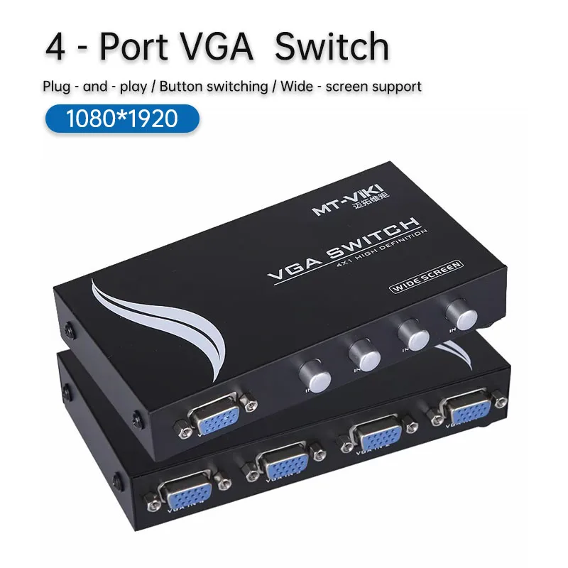 MT-VIKI VGA Switch Box D-sub switcher 4 input Port 1 output 4 PC share 1 monitor widescreen auto scaler MT-15-4CH
