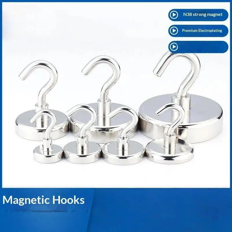 Magnetic Hooks With Premium Electroplated Finish, No-Drill Damage-Free Strong