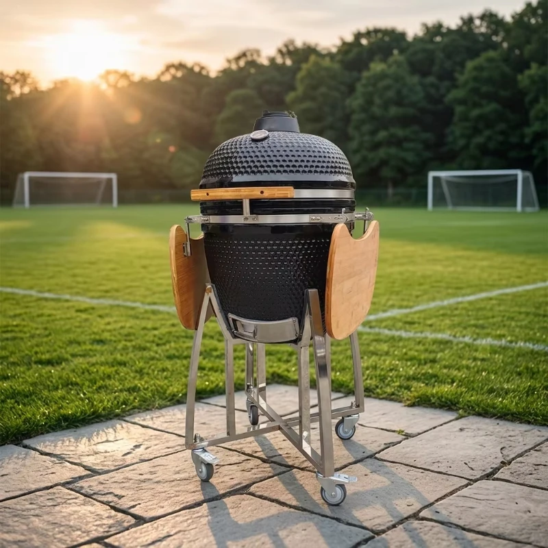 Luxury ceramic grill with adjustable controls for camping and family gatherings
